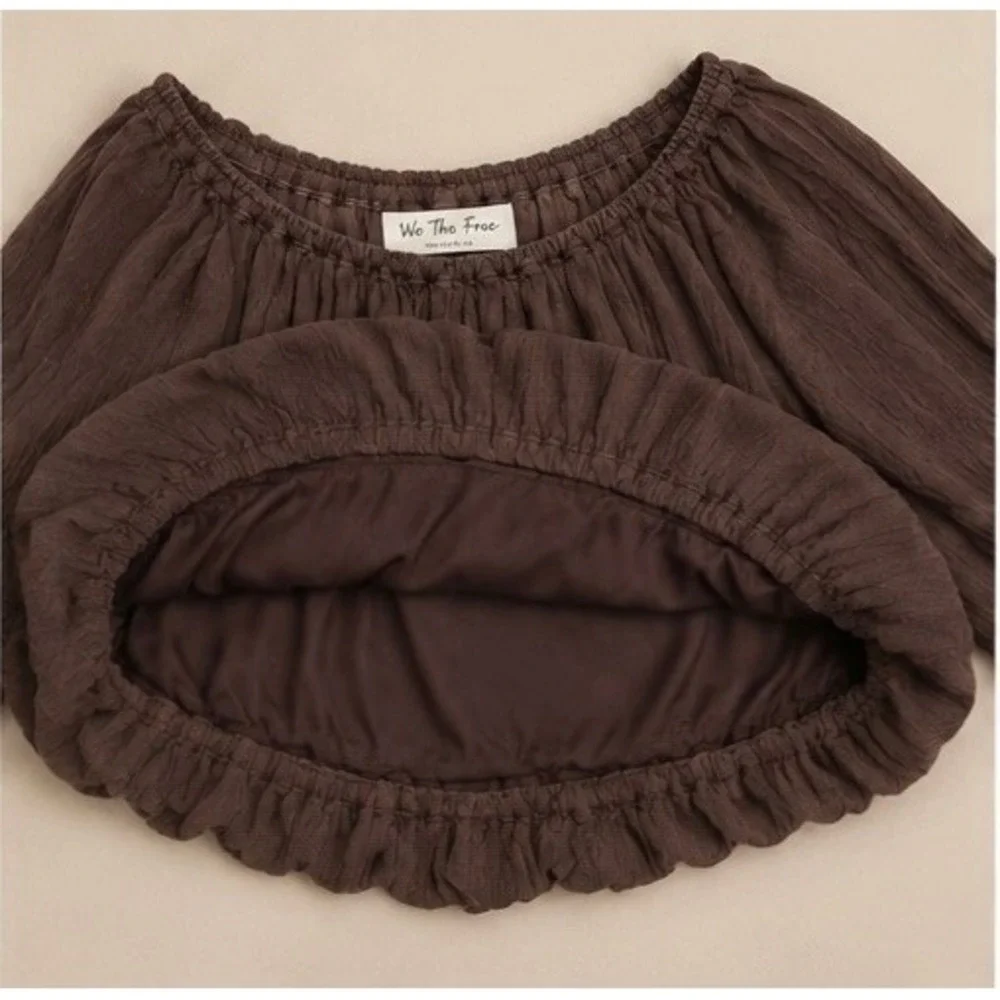 Free People We The Free All About The Bubble in French Roast Blouse XS
